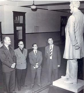 The statue of Abraham Lincoln in the Administration Building was shot on May 17, 1958.  According to official reports, a guard was patrolling the halls when he saw someone moving toward him.  He told the "person" not to move, but the "person" ignored his warning and the guard was forced to fire his weapon. After this incident, campus security was banned from carrying firearms until 2000.