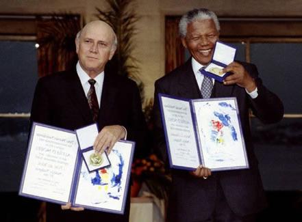 Nobel Peace Prize Winner and former President of South Africa, F.W. DeKlerk, visited Northwest on Oct. 5, 2006, to give a speech as part of Northwest's Distinguished Lecture Series.  DeKlerk is accredited with ending apartheid in South Africa and releasing Nelson Mandela.  Mandela was also a recipient of the Nobel Peace Prize and rose from political prisoner to President of South Africa following the dissolution of apartheid.